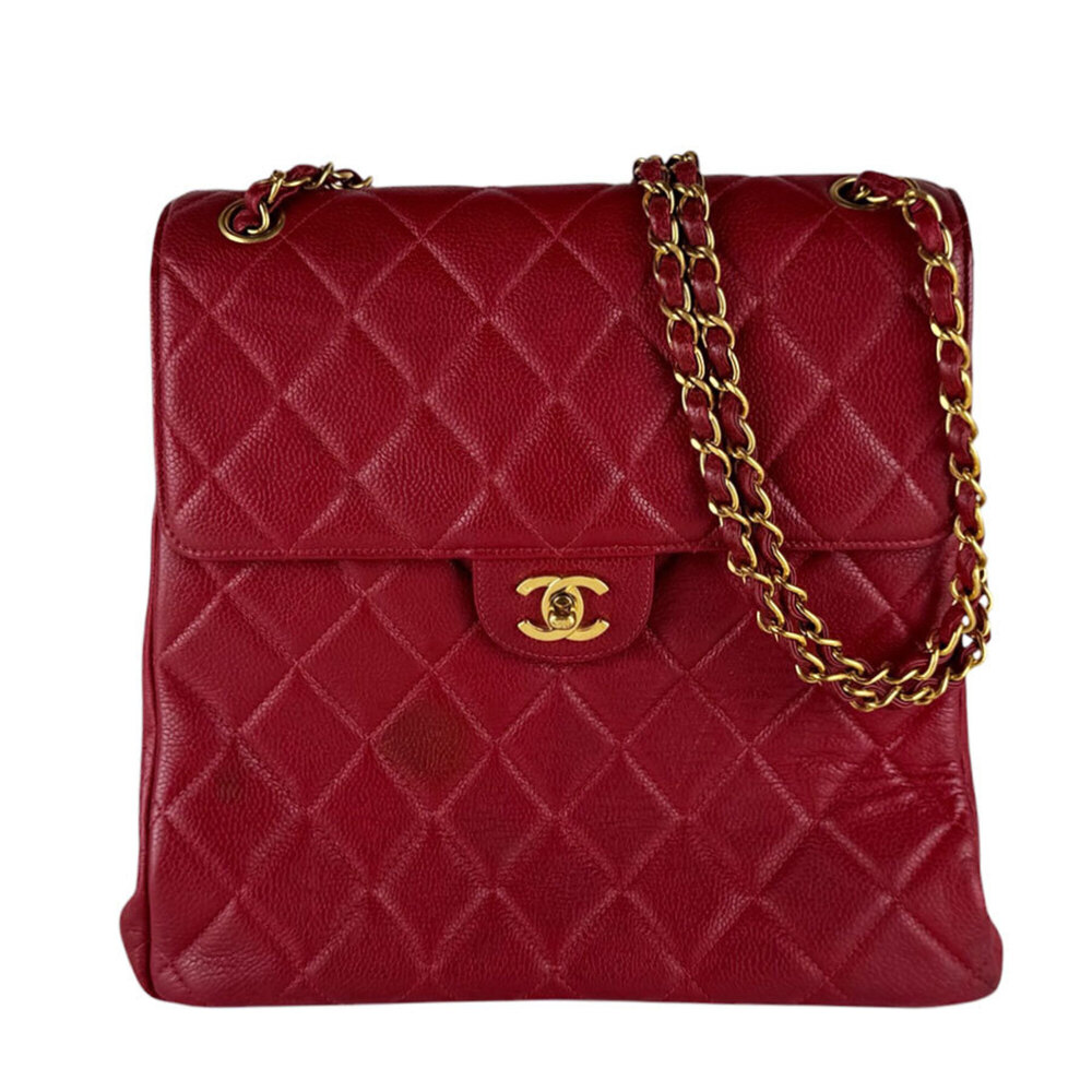 Chanel CHANEL Shoulder Bag, Caviar Leather, Red Gold, Women's z10538